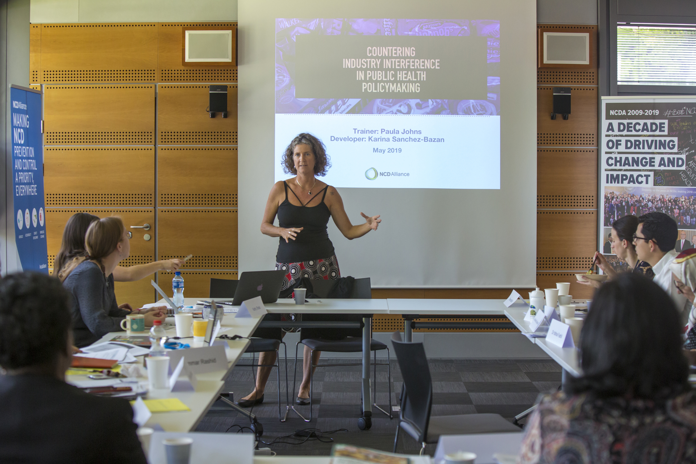 Paula Johns, NCDA Board Member, speaking at NCD Alliance training on TFA elimination on 23 May 2019 in Geneva