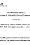 NCD Alliance Submission Draft Concept Note towards WHO’s 13th General Programme of Work 2019–2023