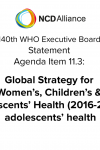 140th WHO EB Agenda Item 11.3: Global Strategy for Women’s, Children’s and Adolescents’ Health  (2016-2030): adolescents’ health - Statement