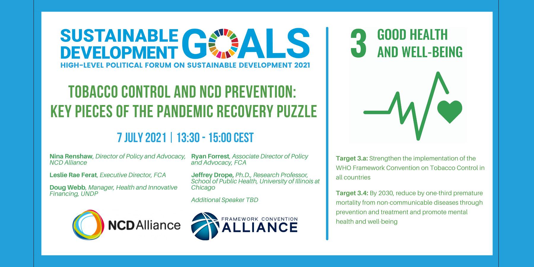 Tobacco control and NCD prevention event flyer