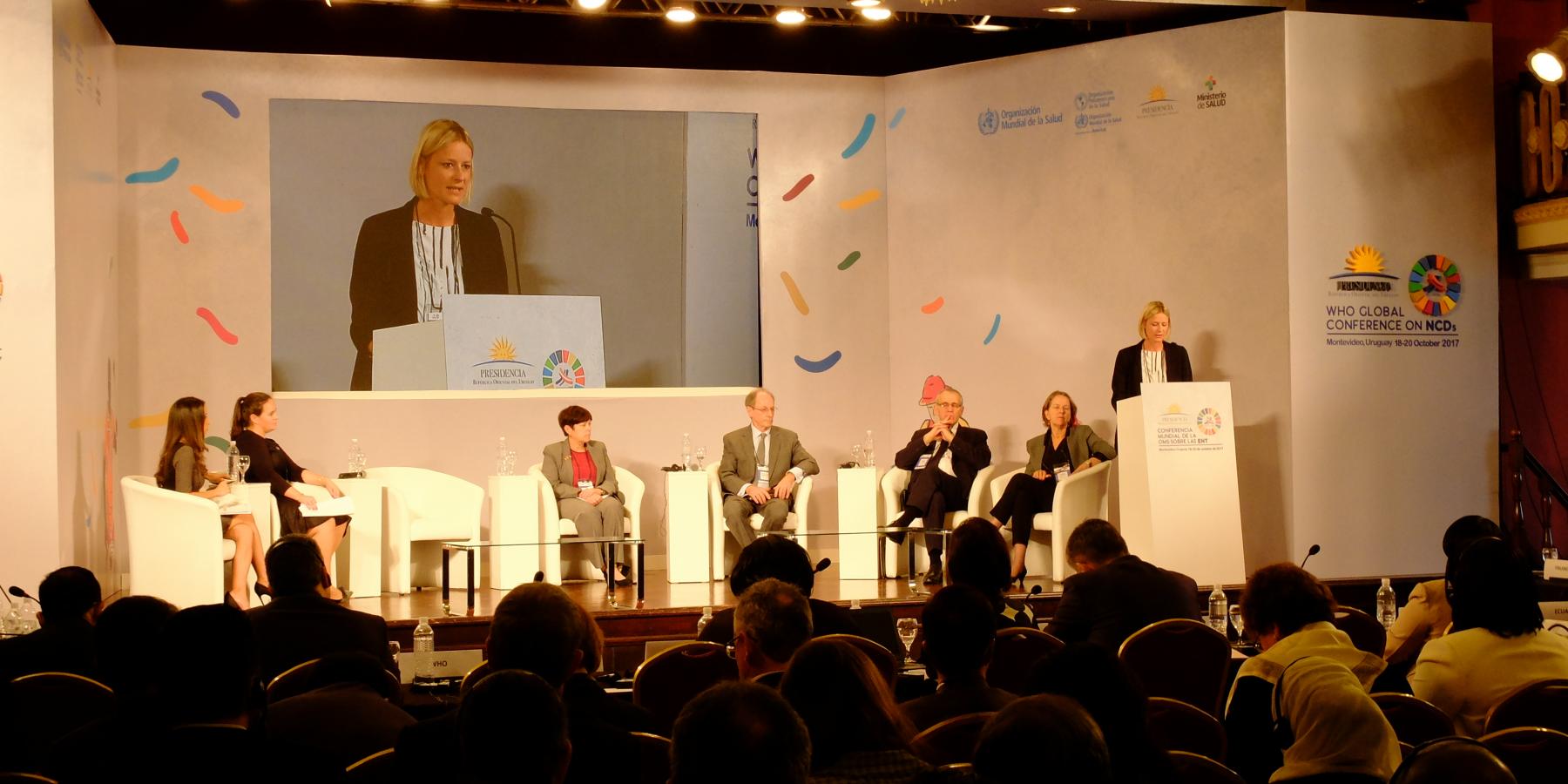 NCD Alliance CEO Katie Dain speaking at the WHO Global Conference on NCDS, Montevideo, Oct. 2017
