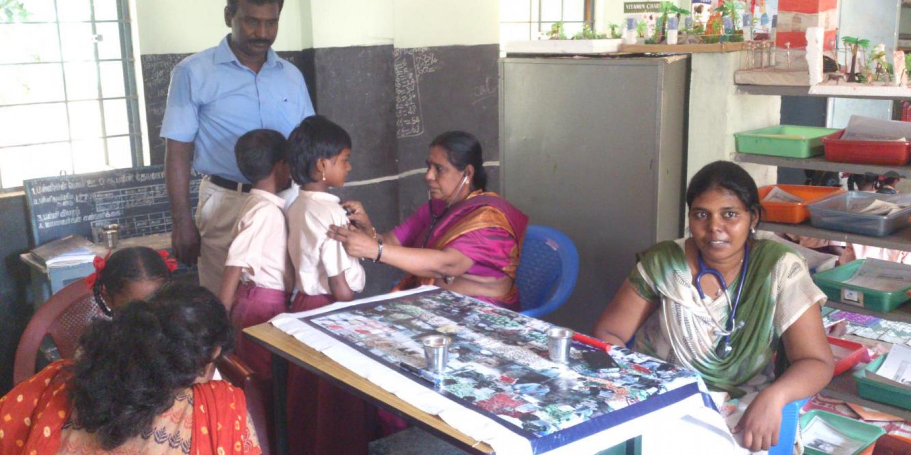 Physicians conduct regular health check up at Chettinad Hospital Research Institute in Chennai, India.