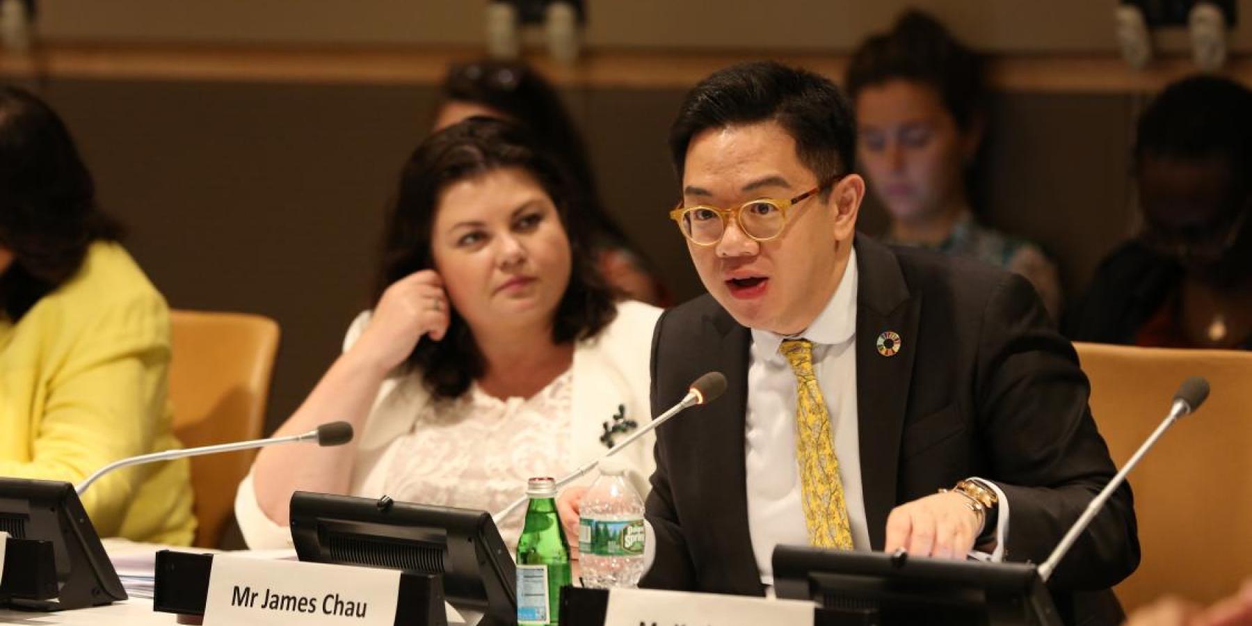 James Chau, WHO Goodwill Ambassador for SDGs and Health, delivered a rousing keynote speech at the interactive hearing for the HLM on NCDs, on 5 July 2018.