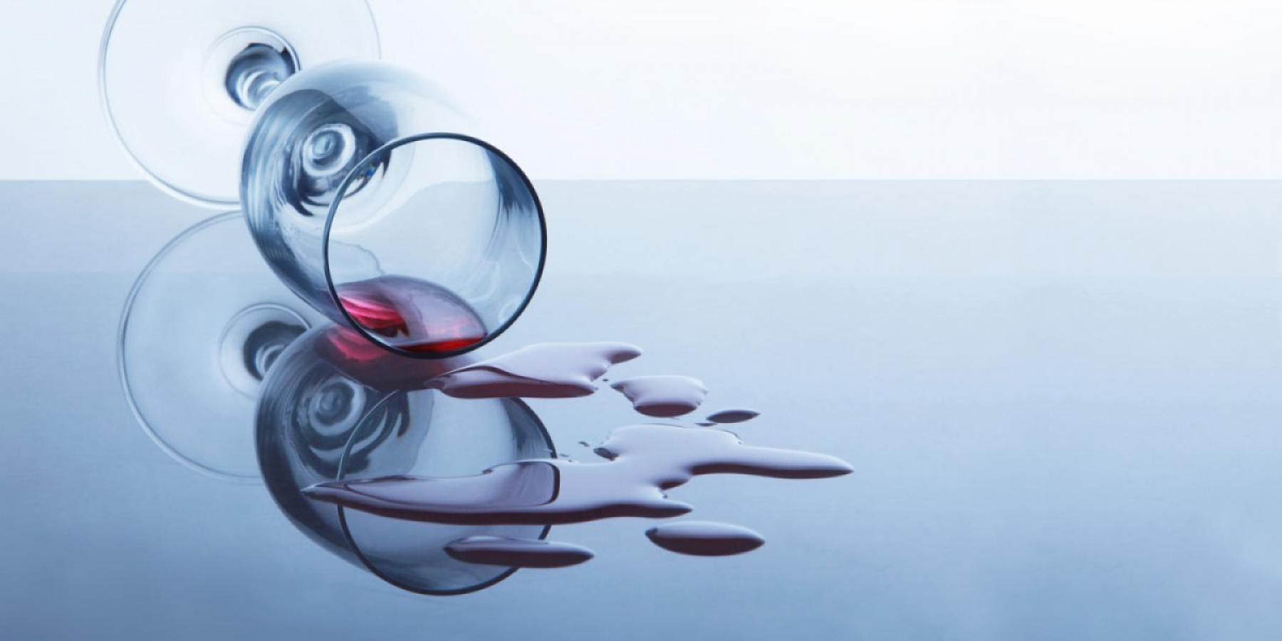 Spilled wine glass