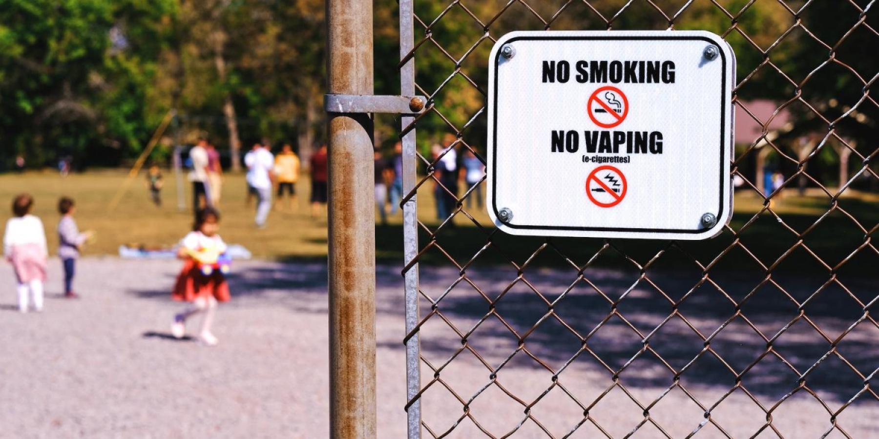 No smoking and no vaping sign in a children park 