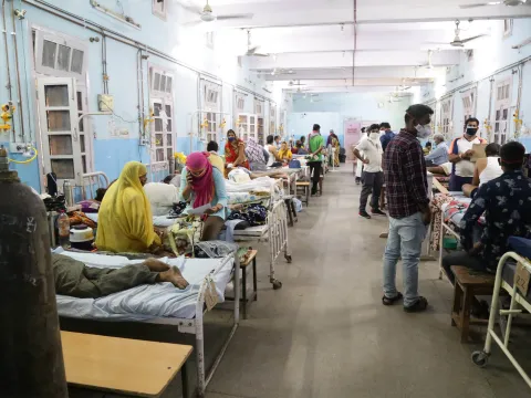 Overcrowded hospital in Rajasthan, India