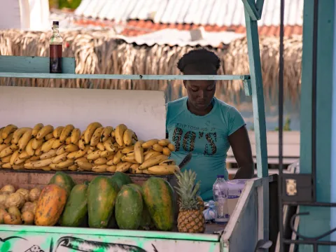 Woman selling food in Dominican Republic 