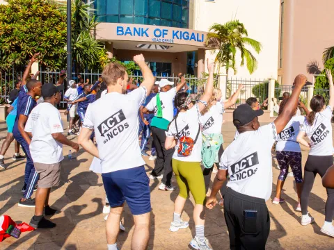 dancing in the street of kigali for car free day and global ncd alliance forum