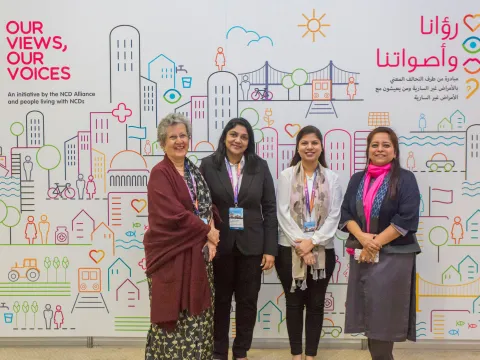 Women from India at Global Forum on NCDs conference smilling