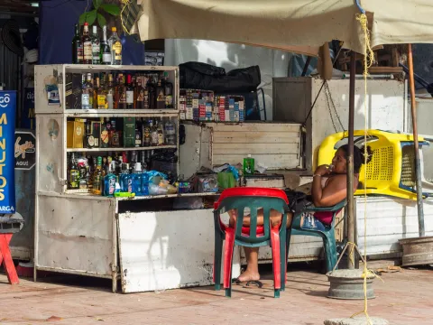 Alcohol stand in the street in Colombia