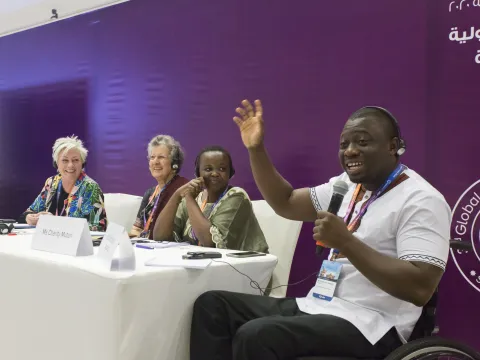 NCD advocate Christopher Agbega speaks at the OVOV session at the Global NCD Alliance Forum 2020