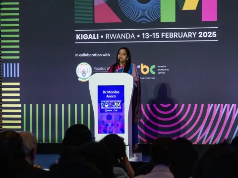 NCDA President Monika Arora delivering a speech at the Opening Ceremony of the Global NCD Alliance Forum 2025