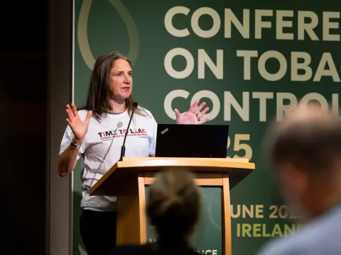 Alison Cox, NCDA Policy and Advocacy Director, speaking at a workshop at WCTC 2025 in Dublin 