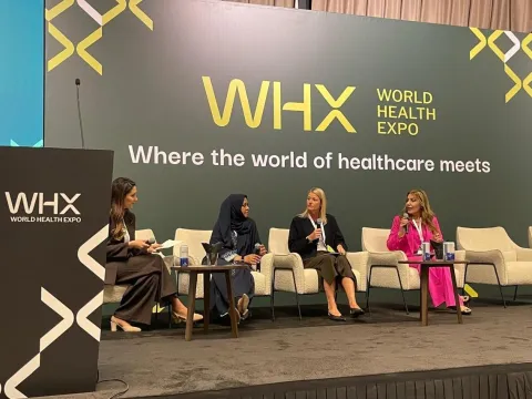 Four women on a health policy panel in Dubai