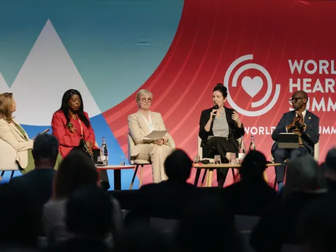 NCDA President Leslie Rae Ferat speaking at the closing plenary of the 11th World Heart Summit