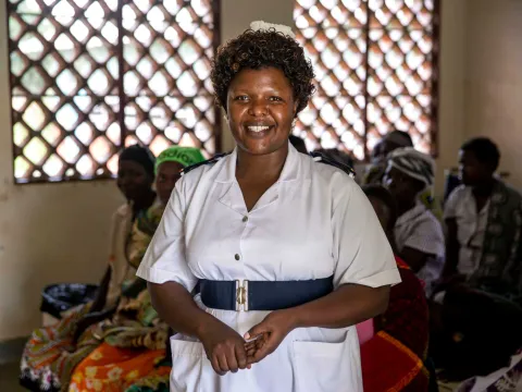 nurse smiling at camera in africa