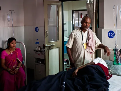 Unidentified Indian people in a local hospital on Nov 8, 2011 in Raxaul, Bihar state, India.