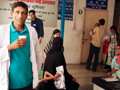 Hari Singh, 42, now cured of TB, takes a break from his job as a nurse for TB patients in Jag Pravesh Chand hospital in New Delhi via The Union