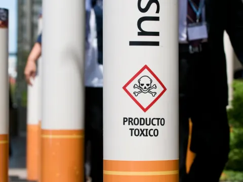 A display prepared for COP4 in Uruguay showing the dangers of cigarette smoking. 