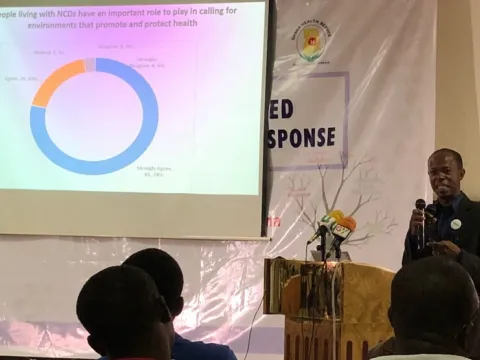 Labram Musa speaking at the NCD Alliance Ghana Advocacy Agenda meeting