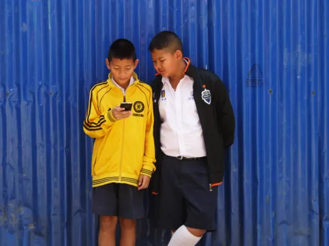 Teenagers use technology