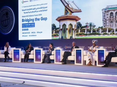 Speakers on stage at the 2020 Forum