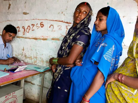 Pregnant women visiting the doctor in rural area