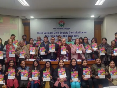 Launch of the India Advocacy Agenda of People Living with NCDs at the Third National Civil Society Consultation convened by the Healthy India Alliance on 27 December 2019 in New Delhi, India
