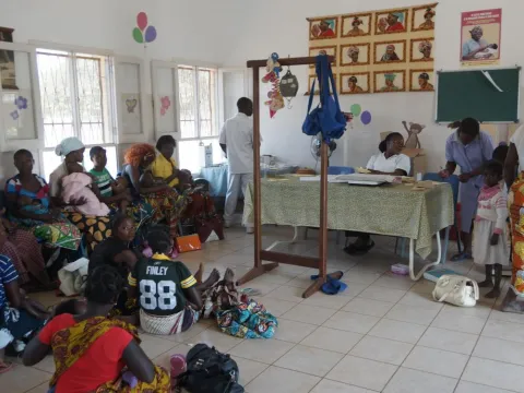 Patients and staff at Marrere Health Center in Marrere, Mozambique. 