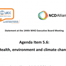 144th WHO EB Statement on Item 5.6 Health, environment and climate change