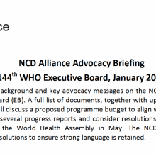 NCD Alliance Advocacy Briefing for World Health Organization 144th Executive Board 2019 (EB144)