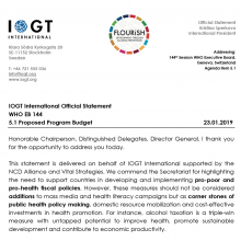 144th WHO EB Statement on Item 5.1: Proposed programme budget 2020-2021 (IOGT)