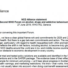 NCDA Statement on 2nd WHO Forum on alcohol, drugs and addictive behaviours