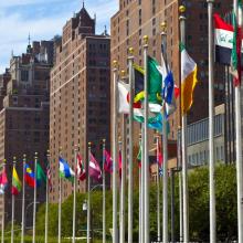 Flags at the United Nations HQ in New York