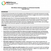 71st UN General Assembly - NCDA Advocacy Briefing