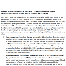 WHO SEARO RCM 2017 Statement - SDGs and progress towards UHC