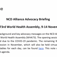 NCD Alliance Advocacy Briefing - Resumed 73rd World Health Assembly
