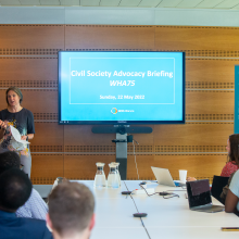 Alison Cox, NCDA’s Policy and Advocacy Director, speaks at our WHA75 civil society briefing on Sunday 22 May 2022