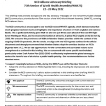 NCD Alliance Advocacy Briefing - 75th Session of World Health Assembly (WHA75)