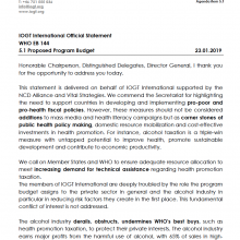 144th WHO EB Statement on Item 5.1: Proposed programme budget 2020-2021 (IOGT)