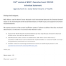 WHO EB154 Individual Statement: Agenda Item 19. Social Determinants of Health