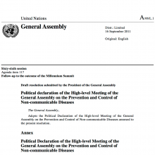UN High Level Meeting on NCDs - Final Political Declaration 2011