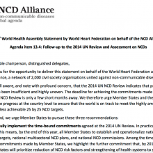 Statement: Follow-up to the 2014 UN Review and Assessment on NCDs