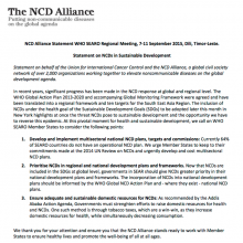 Statement on NCDs in Sustainable Development