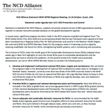 Statement: NCD prevention and control