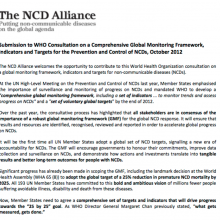 Submission on a Comprehensive Global Monitoring Framework, Indicators and Targets for the Prevention and Control of NCDs