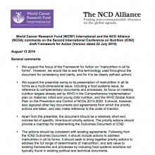 ICN2: WCRFI and NCD Alliance comments on draft Framework for Action