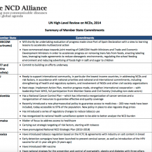 UN High-Level Review on NCDs, 2014 Summary of Member State Commitments