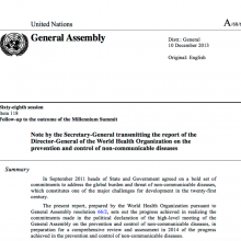 UN Secretary-General&#039;s Report on Progress on NCDs