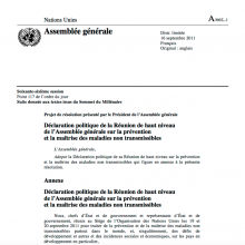 Déclaration politique de la Réunion de haut niveau de l’Assemblée générale sur la prévention et la maîtrise des MNT
